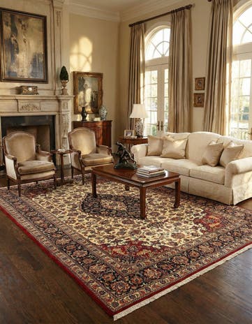 6' 7 x 9' 10 Hand Knotted Qom Persian Rug