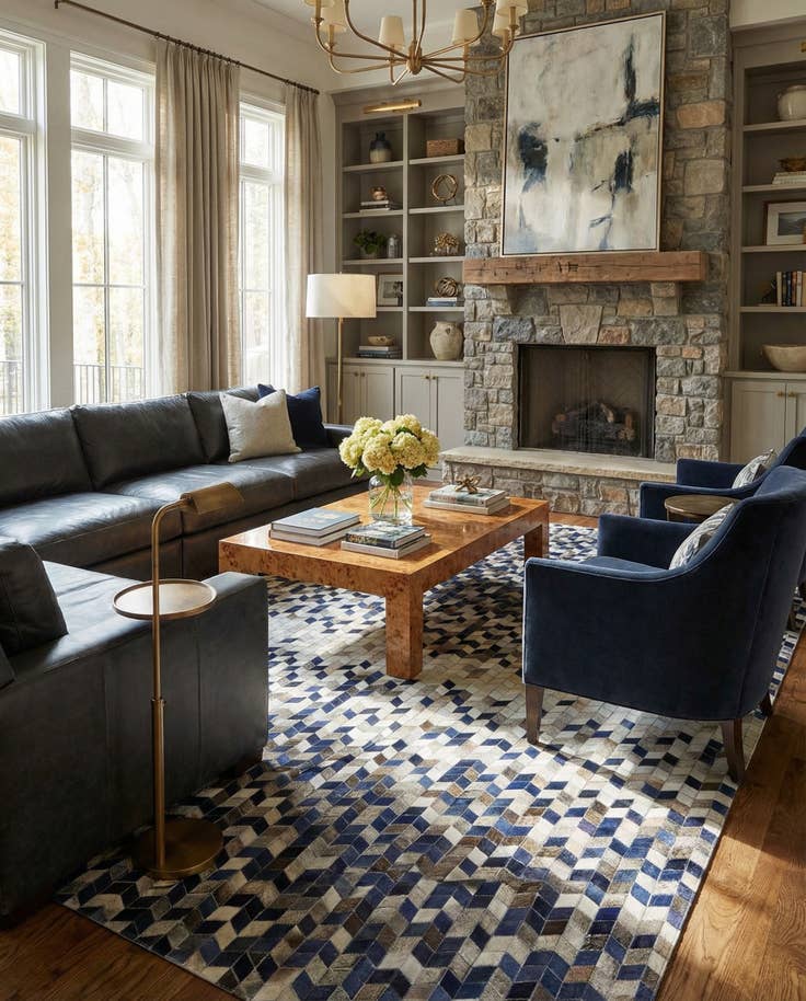 Detail image of 8' 1 x 9' 10 Cowhide Stocks Rug