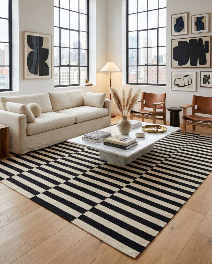 Detail image of 8' 4 x 9' 10 Hand Woven Kilim Modern Wool Rug