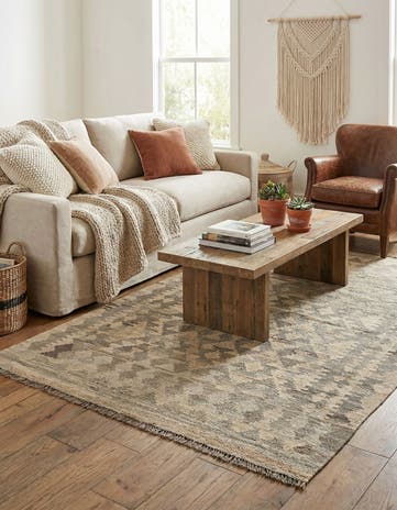 3' 4 x 5' Hand Woven Kilim Maymana Wool Rug