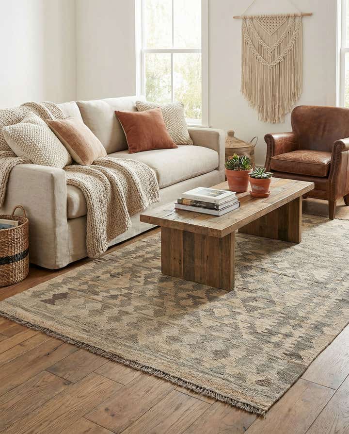 3' 4 x 5' Hand Woven Kilim Maymana Wool Rug