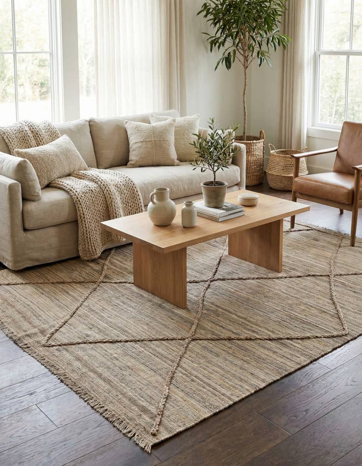 Detail image of 6' 7 x 6' 10  Hand Knotted Moroccan Wool Square Rug