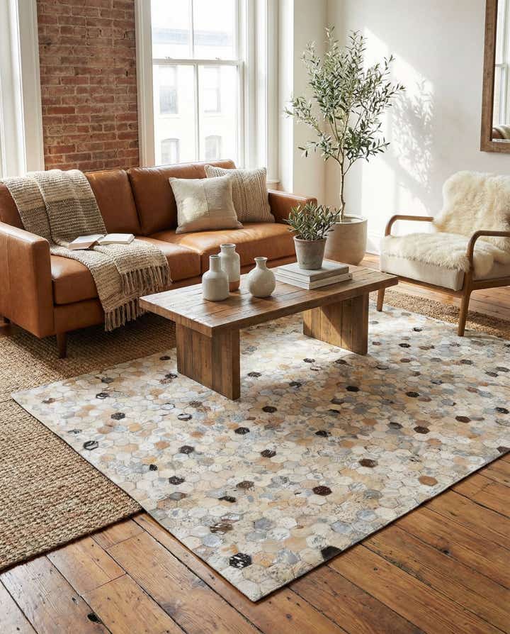 4' 7 x 6' 7 Cowhide Stocks Rug