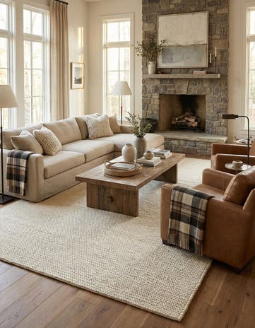 Ivory Hand Woven Lana New Zealand Wool Rug