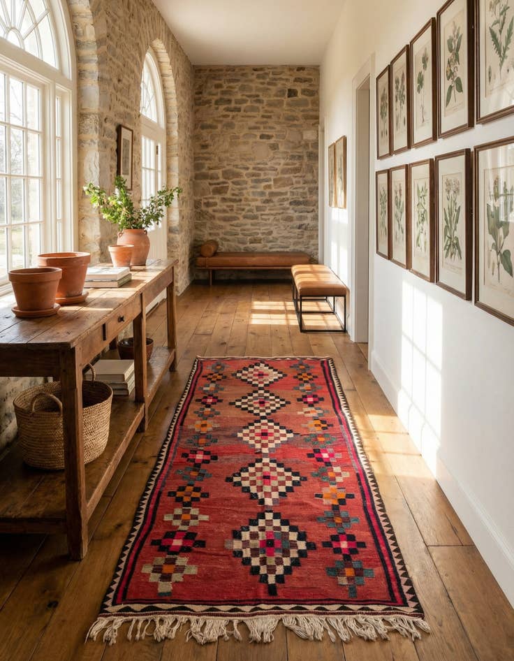 Detail image of 5' x 10' 9  Hand Woven Kilim Fars Wool Runner Rug