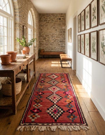 5' x 10' 9 Hand Woven Kilim Fars Wool Runner Rug