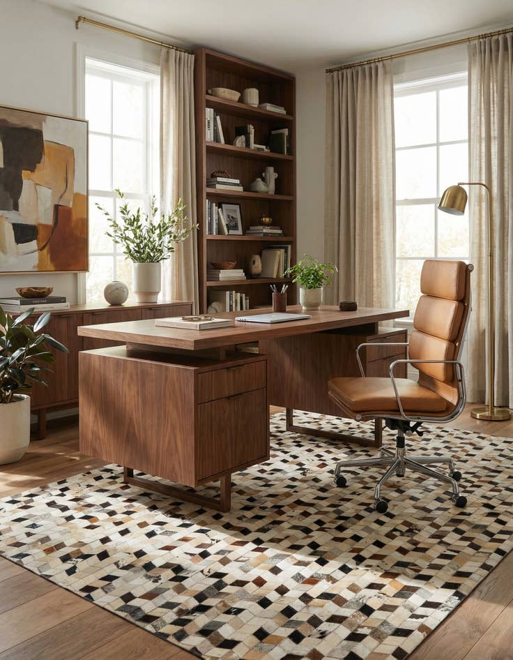 Detail image of 5' 1 x 8' Cowhide - Patchwork Rug