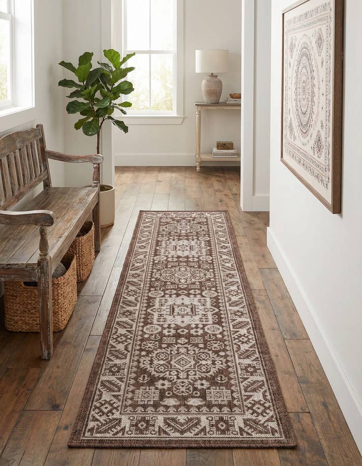 Detail image of 2' x 8'  Washable Aztec Indoor / Outdoor Runner Rug