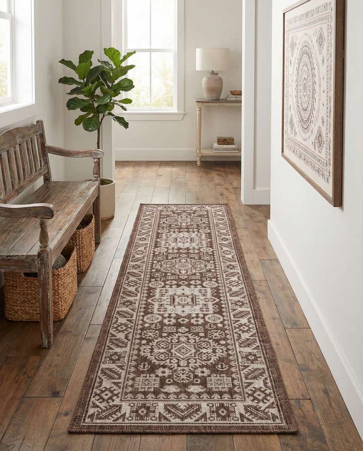 2' x 8' Easy-Clean Aztec Indoor / Outdoor Runner Rug