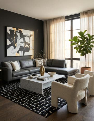 8' x 9' 10 Cowhide Leather Rug