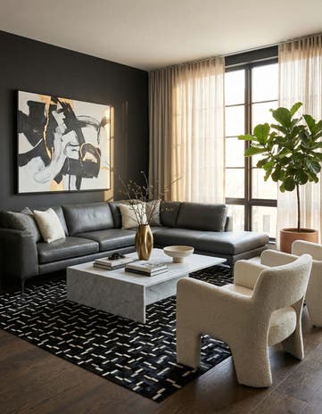 8' x 9' 10 Cowhide Leather Rug