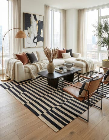 6' 8 x 9' 10 Hand Woven Kilim Modern Wool Rug