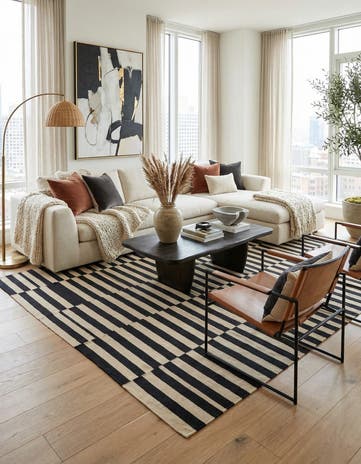 6' 8 x 9' 10 Hand Woven Kilim Modern Wool Rug