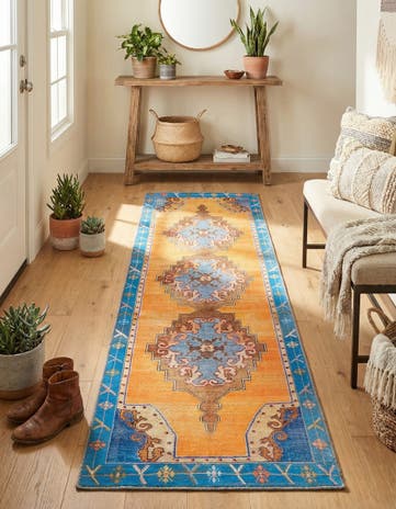 Orange Washable Timeless Runner Rug