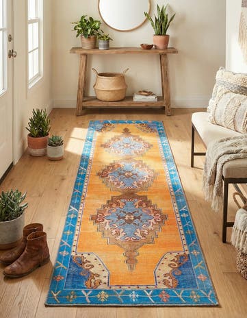 Orange Washable Timeless Runner Rug