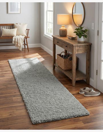Cloud Gray Soft Solid Shag Runner Rug