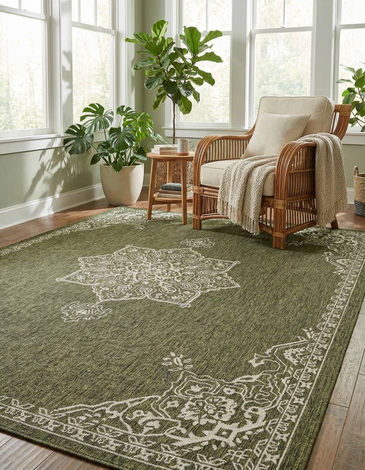 Detail image of 10' x 13'  Washable Traditional Indoor / Outdoor Rug