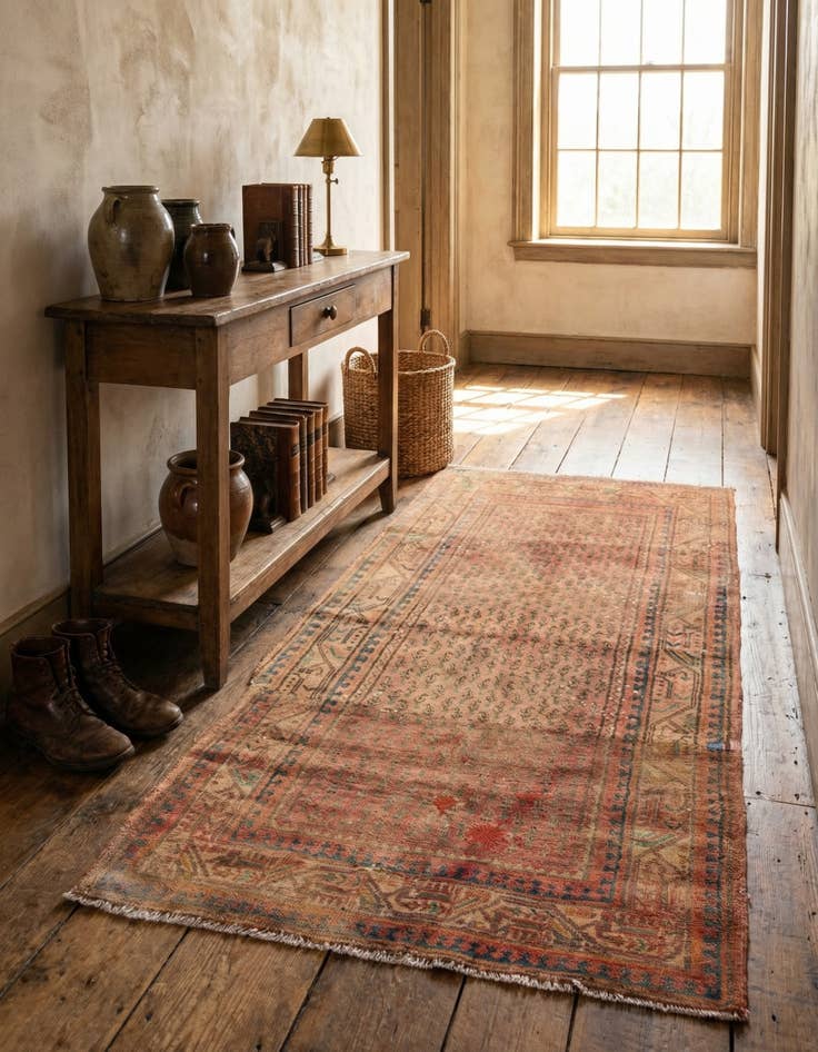 Detail image of 3' 7 x 6' 7  Hand Knotted Ultra Vintage Persian Wool Runner Rug