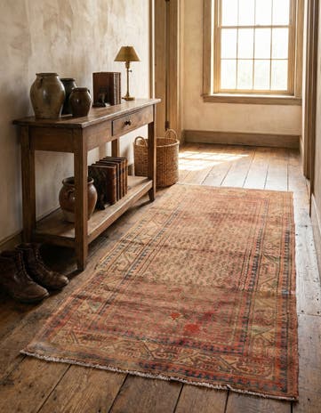 3' 7 x 6' 7 Hand Knotted Ultra Vintage Persian Wool Runner Rug