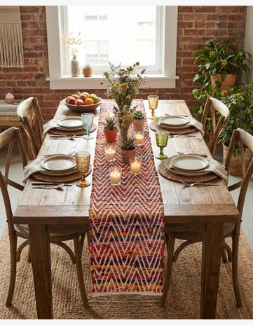 1' 2 x 8' Hand Woven Chindi Chevron Table Runner Rug