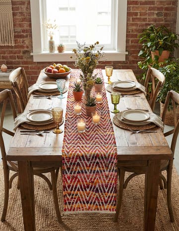 1' 2 x 8' Hand Woven Chindi Chevron Table Runner Rug