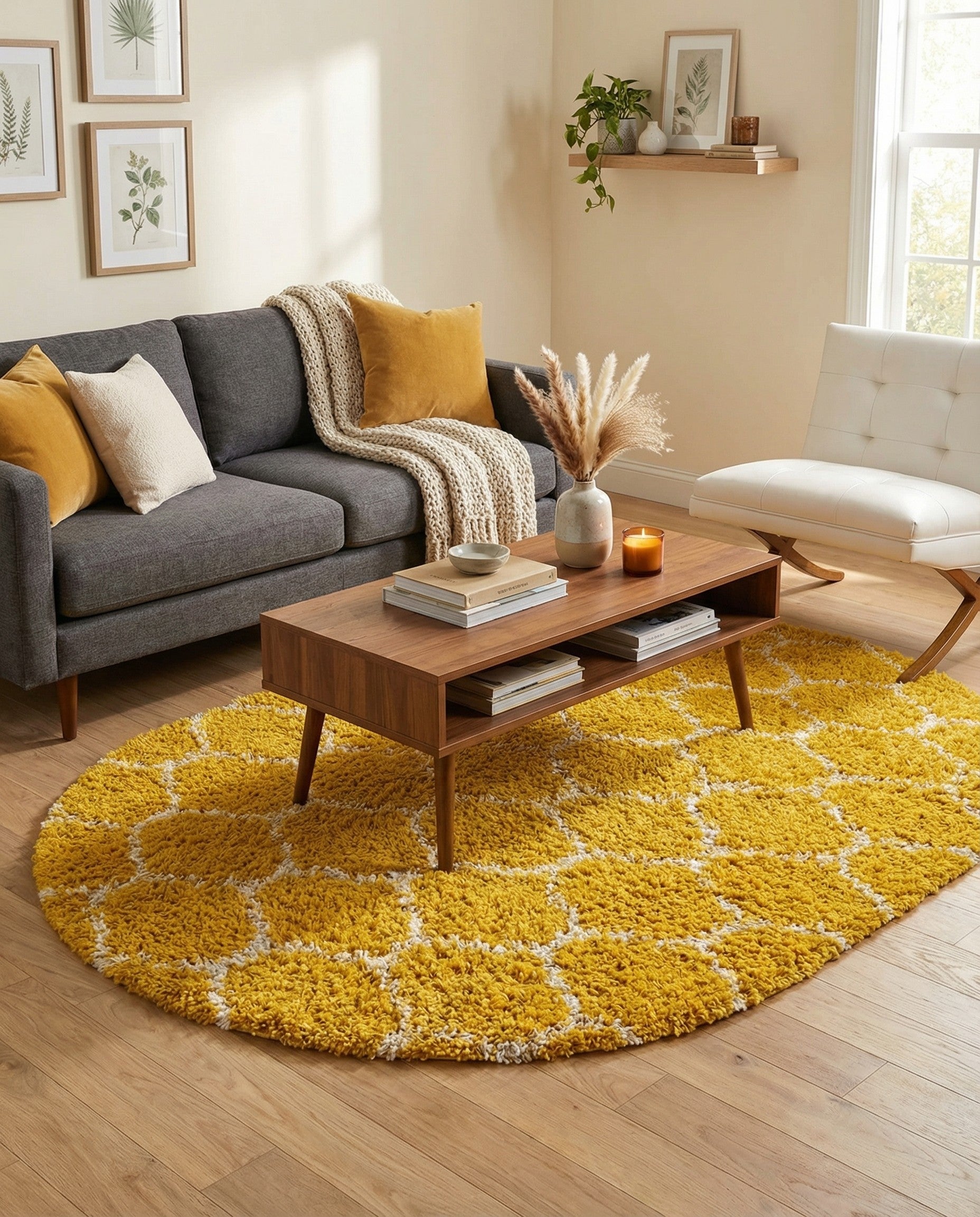  5' 3 x 8' Lattice Shag Oval Rug