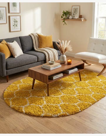 5' 3 x 8' Trellis Shag Oval Rug