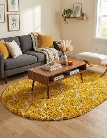 5' 3 x 8' Lattice Shag Oval Rug