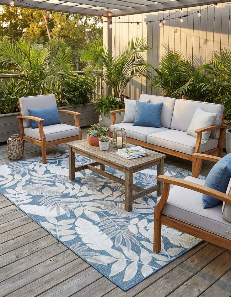 Detail image of 8' 2 x 10'  Washable Botanical Indoor / Outdoor Rug