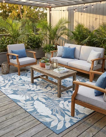 8' 2 x 10' Easy-Clean Botanical Indoor / Outdoor Rug