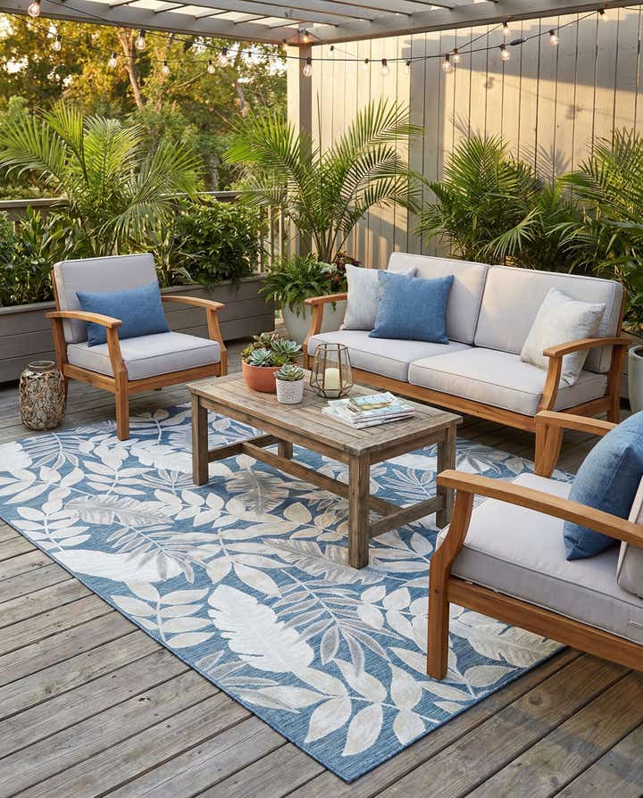 8' 2 x 10' Easy-Clean Botanical Indoor / Outdoor Rug