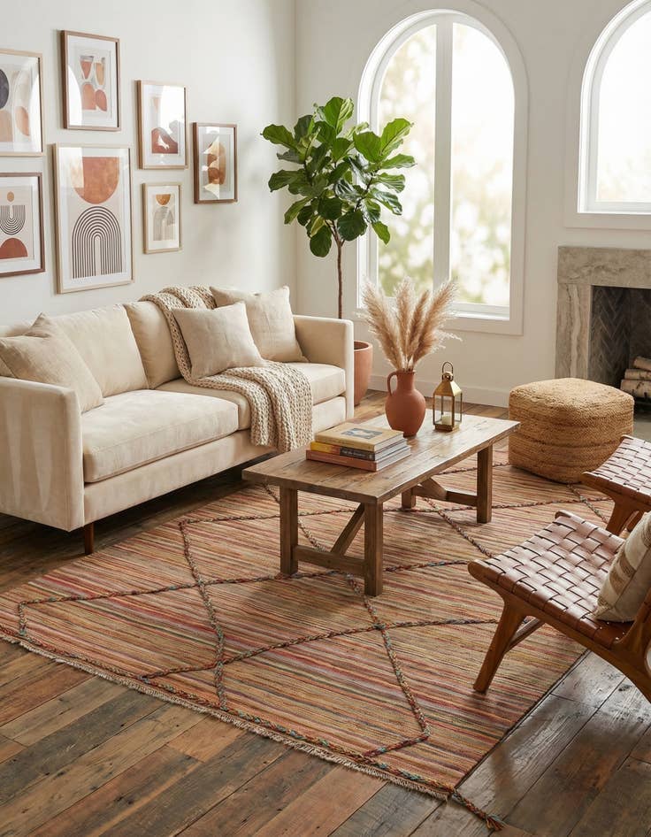 Detail image of 5' 7 x 8' Hand Knotted Moroccan Wool Rug