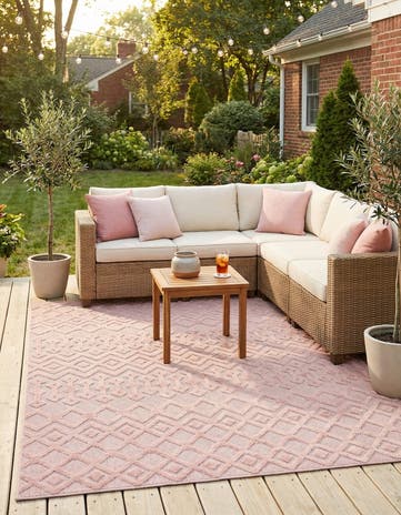 7' 10 x 10' Easy-Clean Trellis Textured Indoor / Outdoor Rug