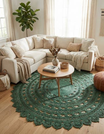 Hunter Green Handmade Braided Jute Round Rug