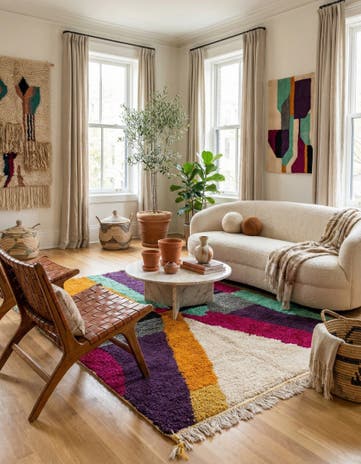 5' 3 x 7' 8 Hand Knotted Moroccan Wool Rug