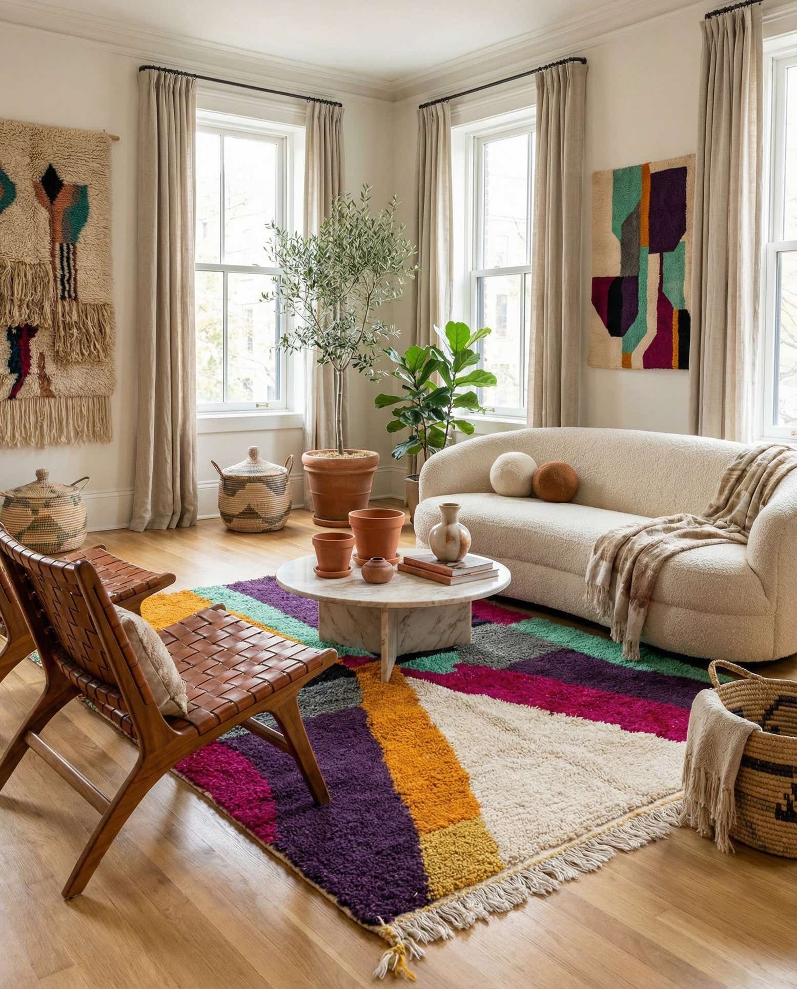 5' 3 x 7' 8 Hand Knotted Moroccan Wool Rug