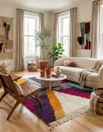 5' 3 x 7' 8 Hand Knotted Moroccan Wool Rug