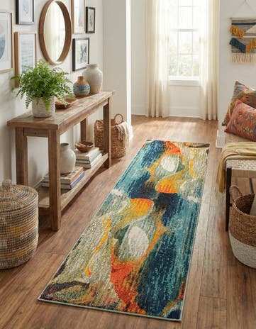 Blue Washable Haerfest Runner Rug