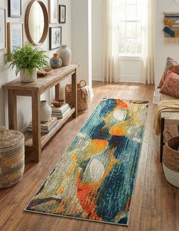 Blue Washable Haerfest Runner Rug