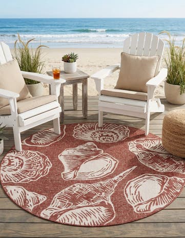 5' 3 x 5' 3 Easy-Clean Coastal Indoor / Outdoor Round Rug