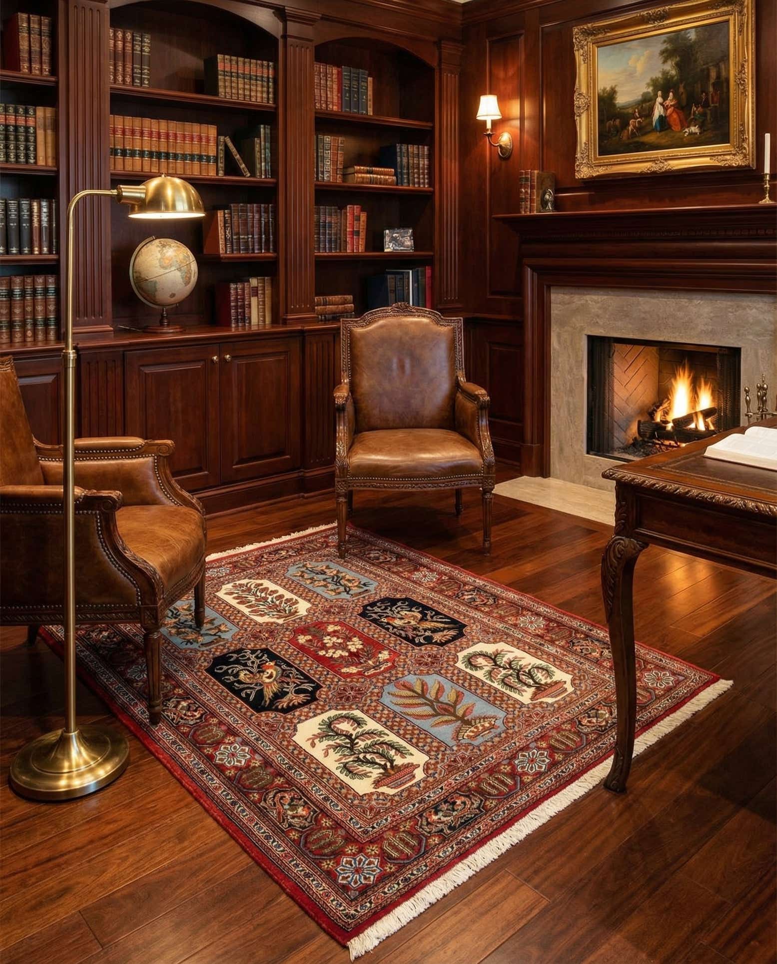 3' 7 x 4' 11 Hand Knotted Qom Persian Rug