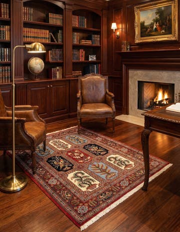 3' 7 x 4' 11 Hand Knotted Qom Persian Rug