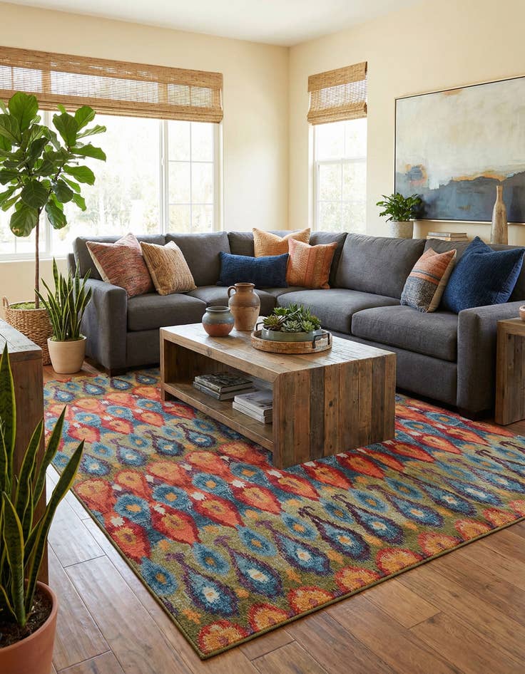 Detail image of 10' x 14'  Washable Modern Indoor / Outdoor Rug