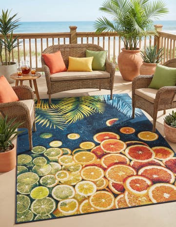 5' 3 x 8' Easy-Clean Coastal Indoor / Outdoor Rug