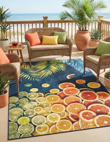5' 3 x 8' Easy-Clean Coastal Indoor / Outdoor Rug