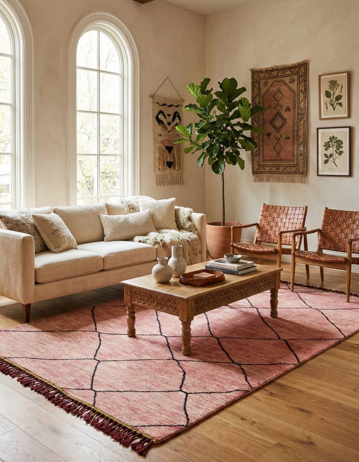 Detail image of 5' 6 x 7' 11  Hand Knotted Moroccan Wool Rug