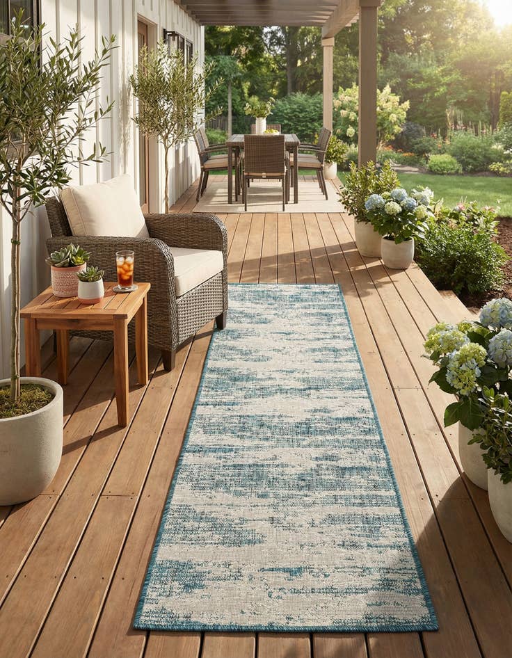 Detail image of 2' x 8'  Washable Modern Indoor / Outdoor Runner Rug