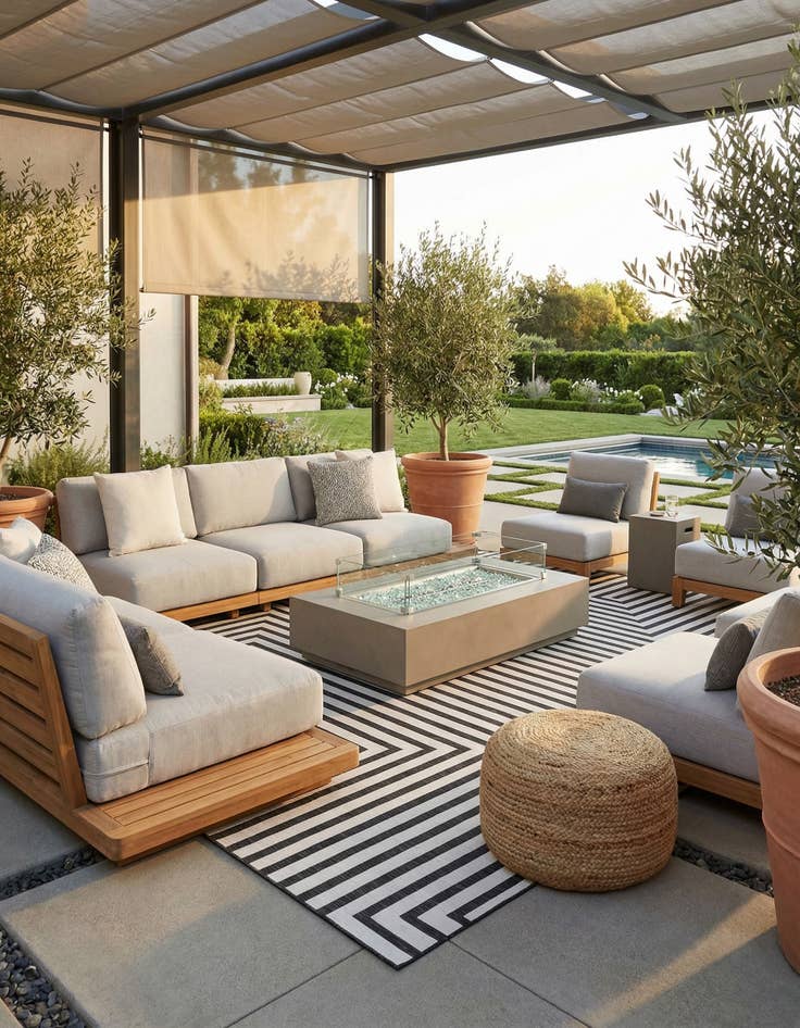 Detail image of 13' x 13'  Washable Modern Indoor / Outdoor Square Rug