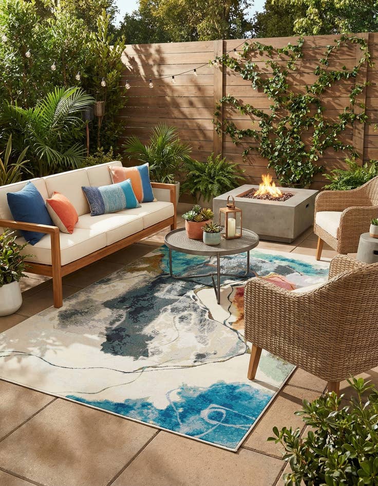 Detail image of 6' 1 x 9'  Washable Modern Indoor / Outdoor Rug