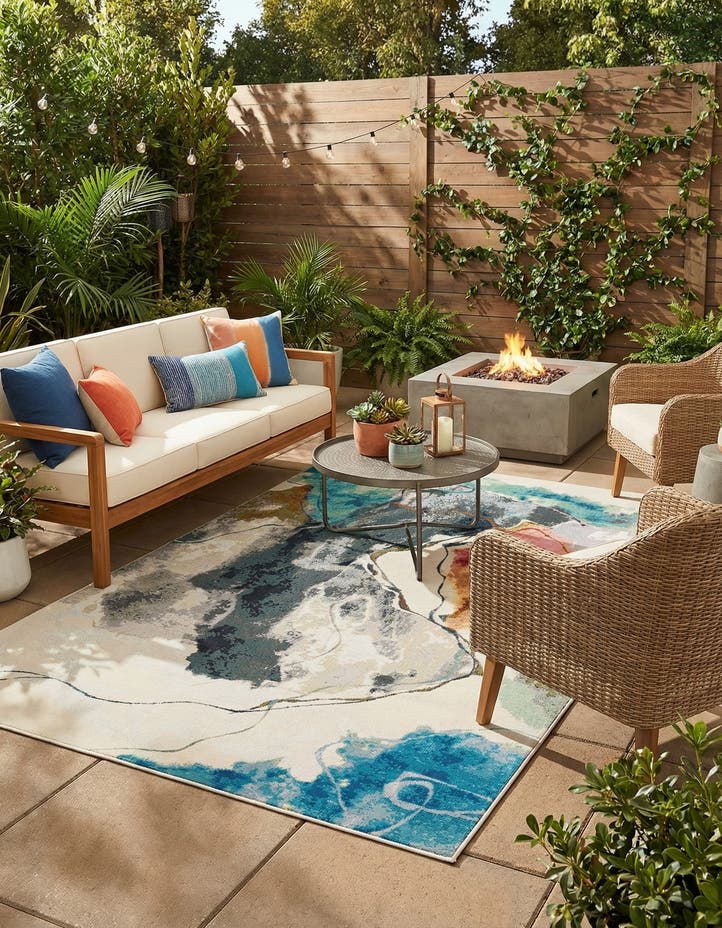 6' 1 x 9' Easy-Clean Modern Indoor / Outdoor...